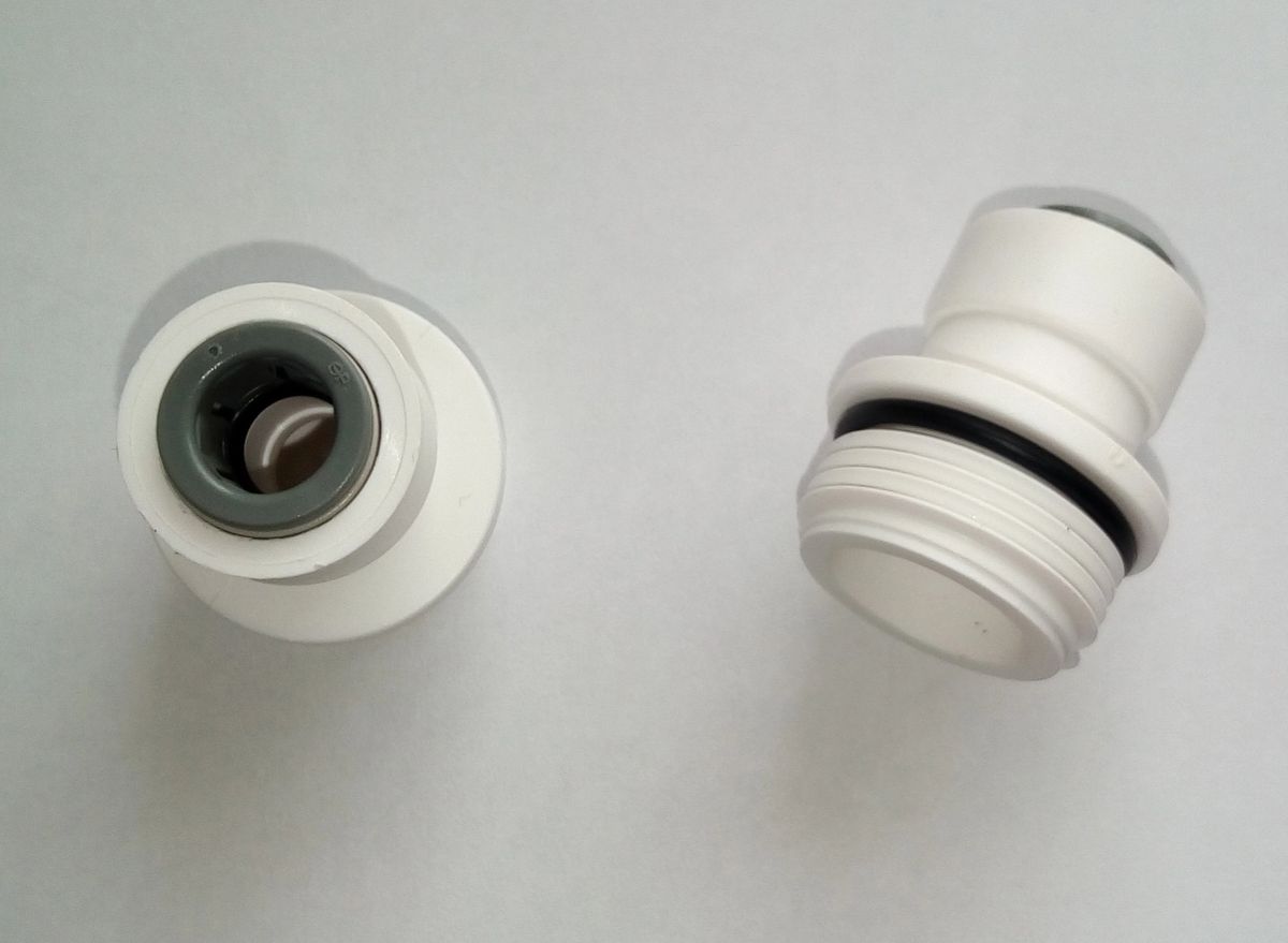 Tube adaptor, 3/8 BSP threaded male to 3/8" push fit tube (water